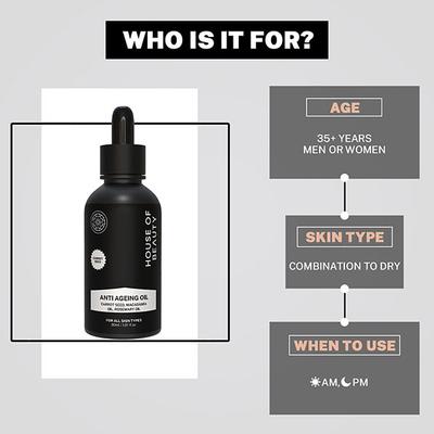 House of Beauty Anti Ageing Oil For Dry, Combination & Mature Skin with Rosemary Extract 30ml - Face Oils