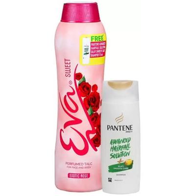 Eva Perfumed Talc - Sweet-Exotic Rose 400 gm (Free Pantene Shampoo 75 ml) - Talcum Powders