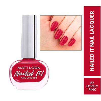 Matt Look Nailed It Nail Polish, Chip Free, Quick Dry, Longer Stay, Highly Pigmented Lacquer, Natural Finish , Bubble Gum 56 10 ml - Nail Polish