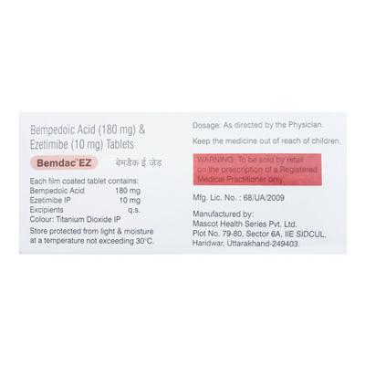 BEMDAC EZ Tablet 10's - High Cholesterol-Dys