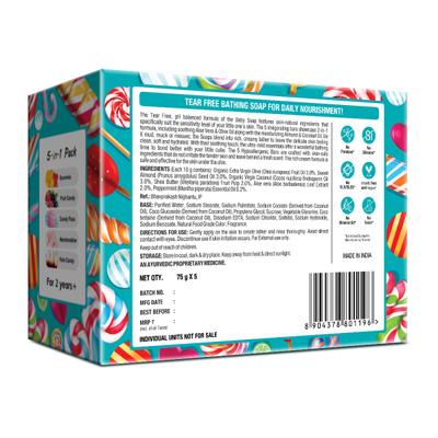 Mom & World Kidsy Natural Baby Bathing Soap - Tear Free (Pack of 5 x 75 gm) - Baby Soap