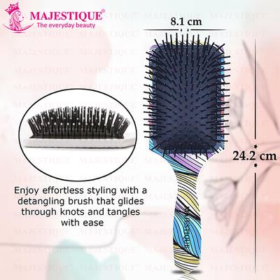 Majestique Large Detangler Hair Brush, Refresh and Extend, Soft Nylon Bristles - Color May Vary 1's - Hair Brushes