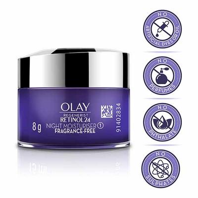 Olay Regenerist Retinol 24 Night Moisturiser Fragrance Free Smooth Wake Up to Plumper Younger Looking Skin 8gm - Face Moisturizers