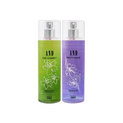 AND Chic Connect & Pretty Vogue Pack Of 2 Body Mist For Female Crafted By Ajmal 400 ml - Women Perfumes (Edt/Edp)