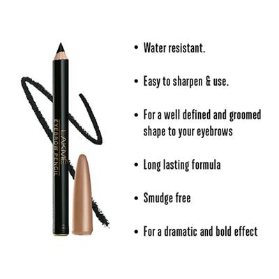 Lakme Eyebrow Pencil Black 1.2 Gm - Eyebrow Pencils & Enhancers
