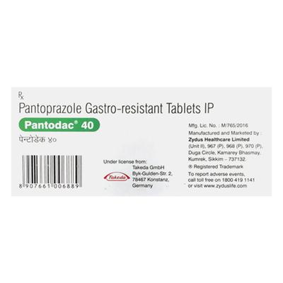 Pantodac 40mg Tablet 15'S - Ulcer/Reflux/Flatulence-Aaa