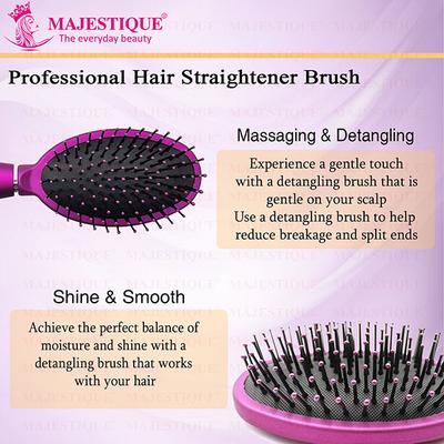 Majestique Hair Straightener Brush, Bio-Friendly Detangling Hair Brush, Comfortable and Styling - Purple 1's - Multi-Stylers