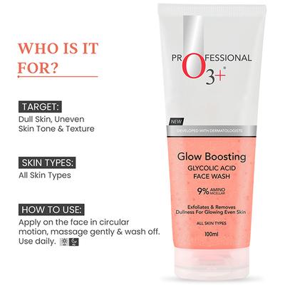 O3+ Glow Boosting Glycolic Acid Brightening Face Wash 100 ml - Face Wash & Cleansers