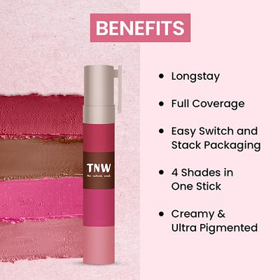 Tnw The Natural Wash Lipstack-01 Playlist, Longstay Lipstick Set, Four Shades 6.4 gm - Lipsticks