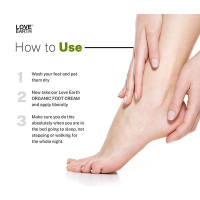 Love Earth Organic Foot Cream With Green Tea & Jojoba Oil(Simmondsia Chinensis) 50 gm - Foot Creams & Lotions