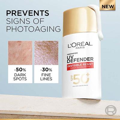 Loreal Paris Uv Defender Invisible Resist Daily Sunscreen SPF50 PA Lightweight 30 ml - Body Sunscreen