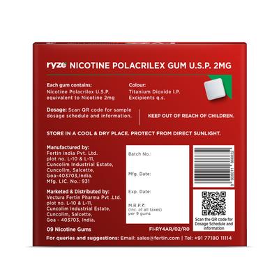 Ryze 2 mg Nicotine Gums - Pan Masala 9's - Nicotine Gums/Lozenges