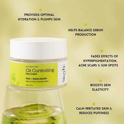 Skin Fx Superfood Oil Controlling Day Cream Best Moisturiser for Oily and Sensitive Skin 50 gm - Day Cream