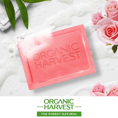 Organic Harvest Luxurious Bathing Bar - Rose, Soap for Moisturized Skin, Rose Scented Bathing Bar 125 gm - Soaps