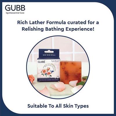 GUBB Fresh Bloom Handmade Bathing Soap With Rose & Petals 100 gm - Soaps
