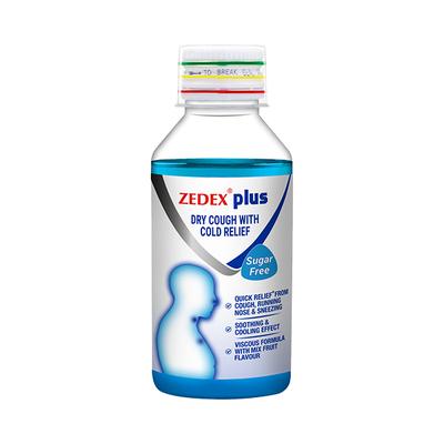 ZEDEX PLUS SUGAR FREE MIX FRUIT FLAVOUR COLD RELIEF Syrup 100ml - Cough And Cold-Cou