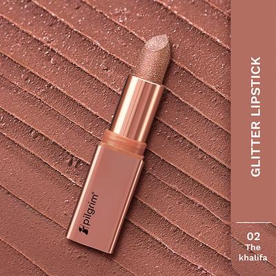 Pilgrim Glitter Lipstick The Khalifa-02 Luxurious 3-D Glitter Formula With Matte Finish Red/Orange 4.2 g - Lipsticks