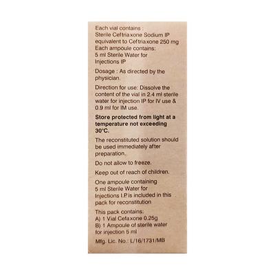 CEFAXONE 0.25g Combipack Injection 1's - Bacterial Infections-Cep