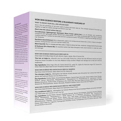 Wow Life Science Onion Black Seed Oil Ultimate Hair Care Kit (Shampoo + Hair Conditioner + Hair Oil) 1's - Shampoos