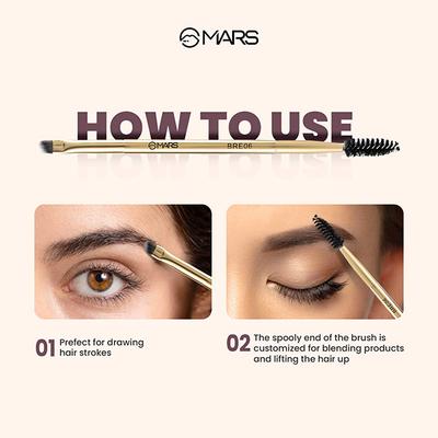 Mars Artist Arsenal Angled Brush with Spoolie and Precise Synthetic Bristles 1's - Eye Brush