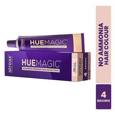 Streax Professional HueMagic Permanent Hair Colour - Brown 4, No Ammonia 90 gm - Crème