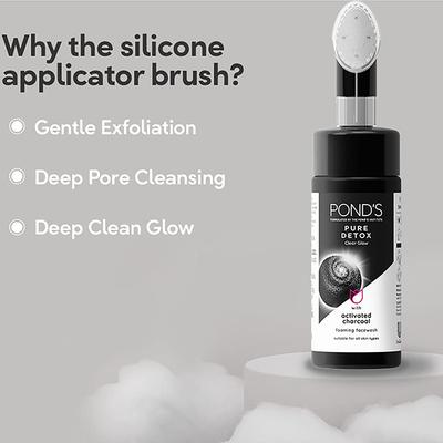 Pond's Pure Detox Foaming Brush Facewash for Clear Glow, Gentle Exfoliation, Deep Clean, All Skin Types 150 ml - Face Washes