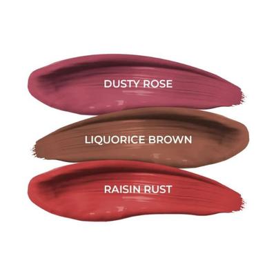 Just Herbs Ayurvedic Liquid Lipstick Kit Set of 3 with Long Lasting, Hydrating - Dusty Rose, Liquorice Brown & Raisin Rust 6ml - Liquid Lipsticks