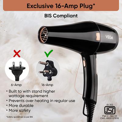 Vega Pro-Xpert 2200W Professional Hair Dryer With 2 Speed/3 Heat Settings, Diffuser & 2 Nozzles, (Vhdp-03) - Hair Dryers