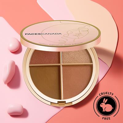 Faces Canada Second Skin 4 in 1 Face Palette, Blush + Contour + Highligher Velvet Finish 14.5 gm - Blushes