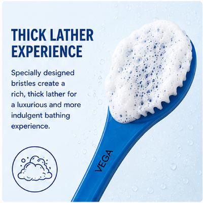 Vega Long Handle Bristle Bath Brush For Men & Women, Body Scrubber Brush For Removing Dead Skin (Ba-1/7) - Loofahs & Sponges
