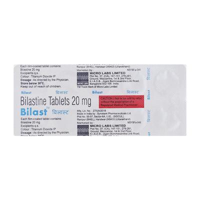 BILAST 20mg Tablet 10's - Allergies-Ant