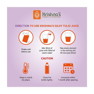 Krishna's Herbal & Ayurveda Giloy Tulsi Juice 500 ml - Ayurvedic Juices