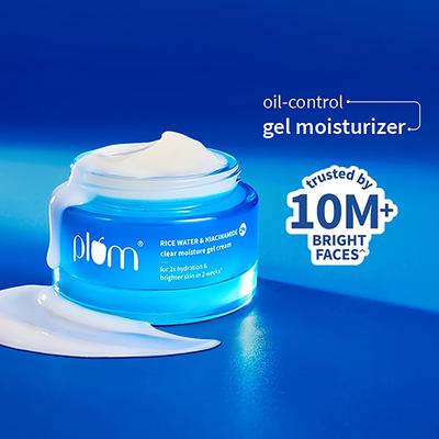 Plum 2% Niacinamide & Rice Water Daily Brightening Gel Face Moisturizer For Oil-Free, Non-Sticky Hydration 50 gm - Face Moisturizers