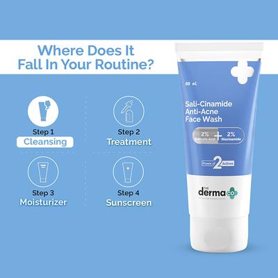 The Derma Co. Sali Cinamide Anti Acne Face Wash with Salicylic Acid and Niacinamide 80 ml - Face Washes