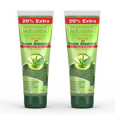 Aryanveda Tea Tree Face Wash - Neem Aloevera (Pack of 2 x 120 ml) - Face Wash & Cleansers