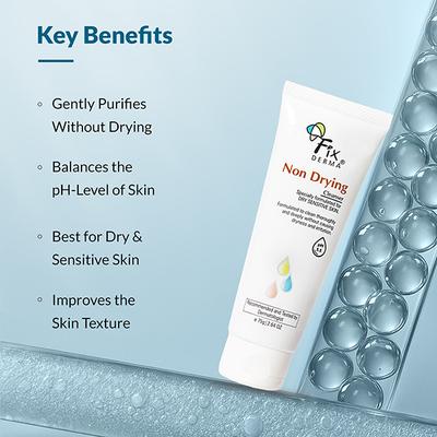 Fixderma Non Drying Cleanser, Gentle, Pore-Refining, Soap Free For Dry & Sensitive Skin (60gm ) - Face Wash & Cleansers