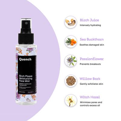 Quench Botanics Moisturizing Face Mist with 1% Birch Juice To Hydrate & Calm Dry Irritated Skin 100 ml - Face Moisturizers