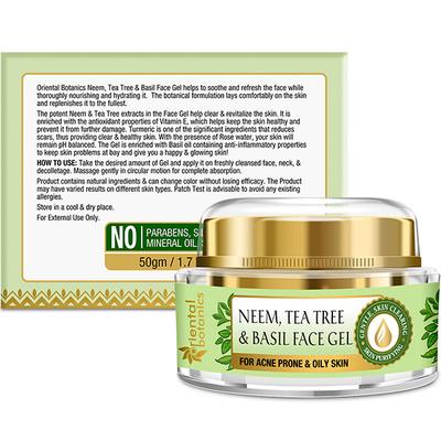 Oriental Botanics Neem, Tea Tree and Basil Face Gel 50 gm - Face Gels
