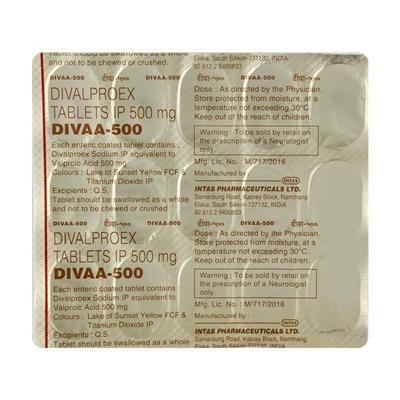 Divaa 500mg Tablet 15'S - Epilepsy/Convulsion-Ant