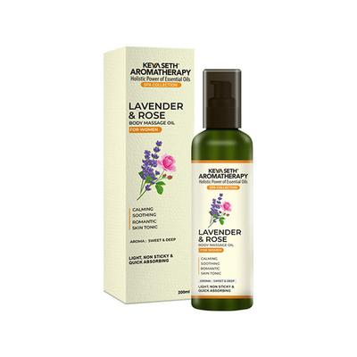 Keya Seth Aromatherapy Lavender and Rose Body Massage Oil for Women Calming, Soothing, Romantic 200 ml - Massage Oils