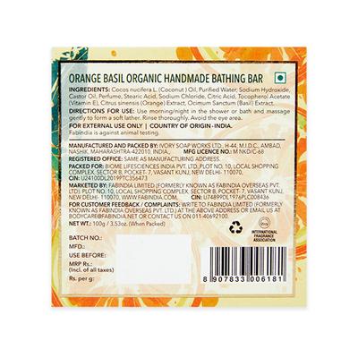 Fabessentials Orange Basil Organic Handmade Bathing Bar With Natural Biaoctives Cleanses 100 gm - Soaps