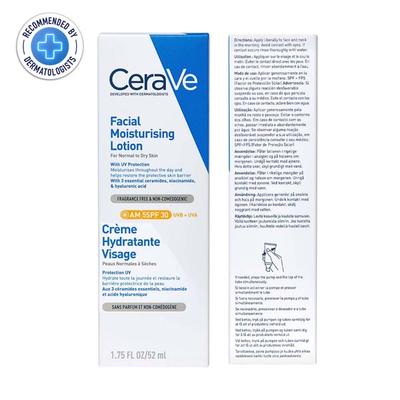 Cerave AM Facial Moisturizing Lotion - Normal to Dry Skin Day Cream With Sunscreen SPF 50 52 ml - Body Sunscreen