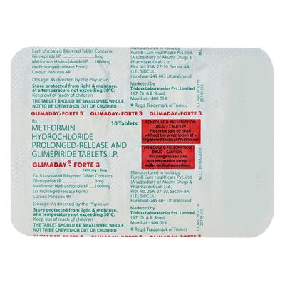 Glimaday Forte 3mg Tablet 10'S - Diabetes-Ant