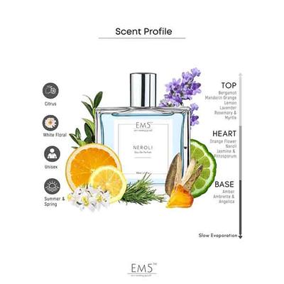 EM5 Neroli Unisex Perfume - Eau De Parfum Spray for Men & Women, Citrus White Floral Aromatic 50 ml - Men Perfumes (Edt/Edp)