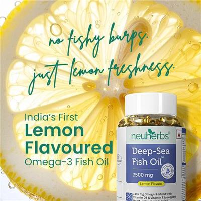 Neuherbs Deep Sea Fish Oil 2500 mg Softgel - Lemon 30's - Omega Fish Oil Fatty Acids