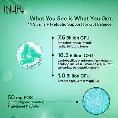 INLIFE Prebiotic and Probiotics Forte Veg Capsules 30's - Probiotics