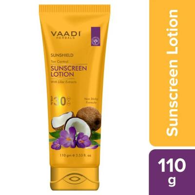 Vaadi Herbals Tan Control Sunscreen Lotion SPF-30 UVA+ UVB with Lilac Extract 110gm - Body Sunscreen