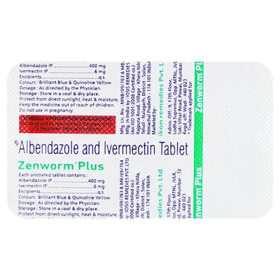 ZENWORM PLUS Tablet 1's - Parasitic Worms-Ant