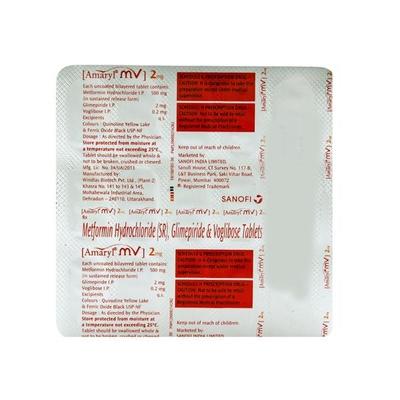 Amaryl MV 2mg Tablet 15'S - Diabetes-Ant