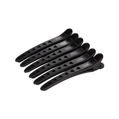 Vega Professional Carbon Section Clips for Sectioning, Styling, Coloring and Makeup - (VPHSC-01) 6's - Hair Clips/Bands